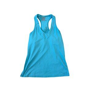 LUCKY IN LOVE Blue Racerback Built in Bra Active tank Size Small (4-6)